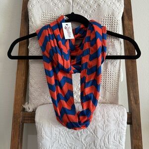 NWT Tradition Orange & Blue Chevron Striped Infinity Scarf